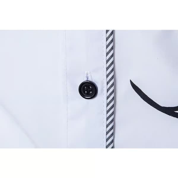 Mönstrad herrskjorta, lång ärm, vardagsskjorta, vit white XL
