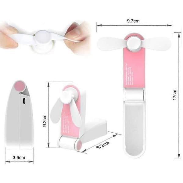 Mini bærbar ventilator - Sammenfoldelig - USB genopladelig - 2 hastigheder - Stille