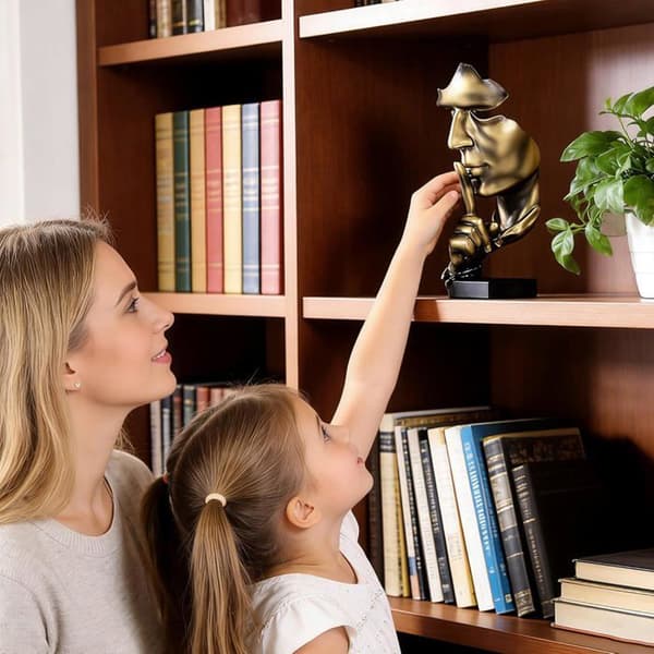Minimalistisk skulptur \"Stillhet er gull\" Moderne abstrakt harpiksstatue kunstdekor stue kontor original gave