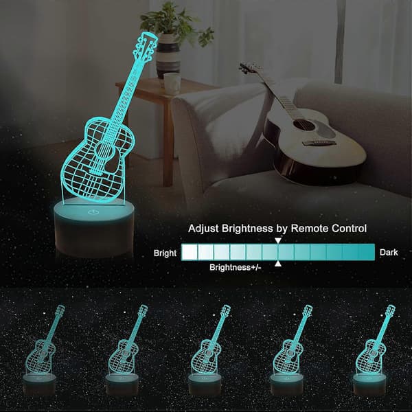 Gitarrpresenter för musikälskare, Ammonite Gitarr 3D Illusion Lampa 16 färger som ändras med fjärrkontroll och timer