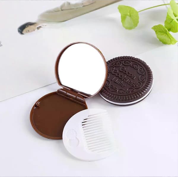 KampagneNy ankomst lys brun sød cookie-formet design spejl makeup chokoladekam