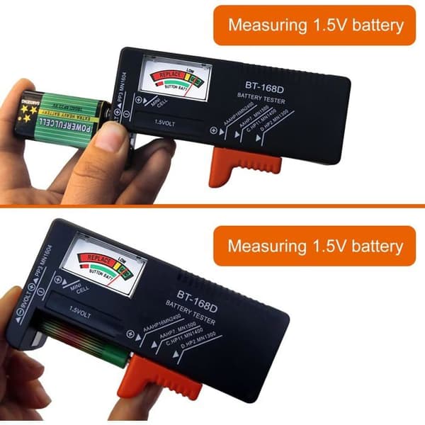 Universal batteritester - 1 stk - Digital - Til AA AAA CD 9V - Spændingstjek - Kompakt