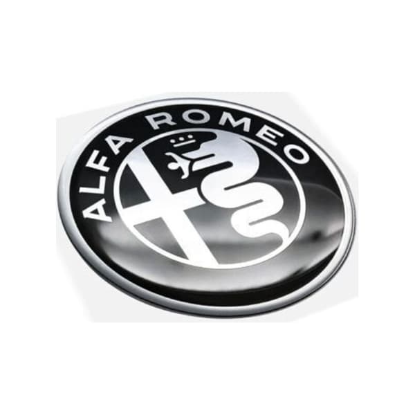 Alfa Romeo 3D-tarra, valkoinen ja musta, 40 mm