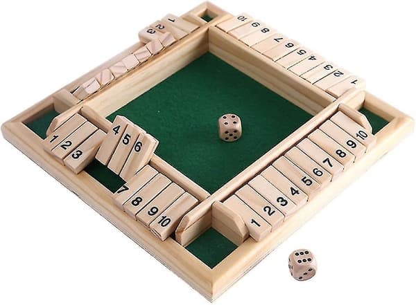Deluxe 4-spelar Shut The Box Träspel Klassiskt Tärningsspel