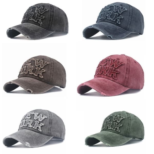 Broderte baseballcaps med slitte hull, falmede hatter GRÅ grå grey
