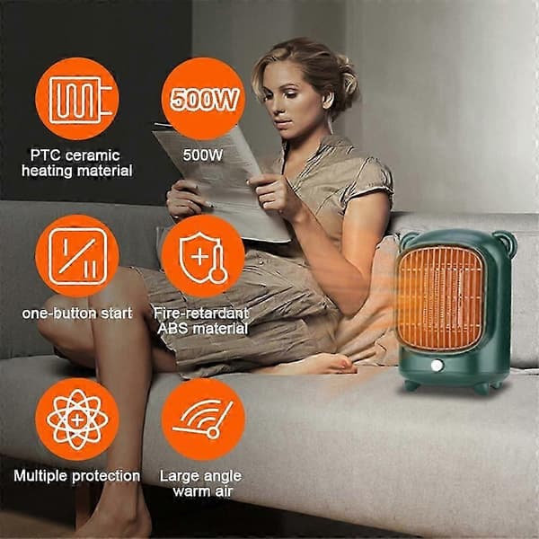 Mini Elektrisk Rumvarmer Ventilator Bord Keramisk PTC Luftvarmer Til Hjemmekontor Varmeapparat EU Stik