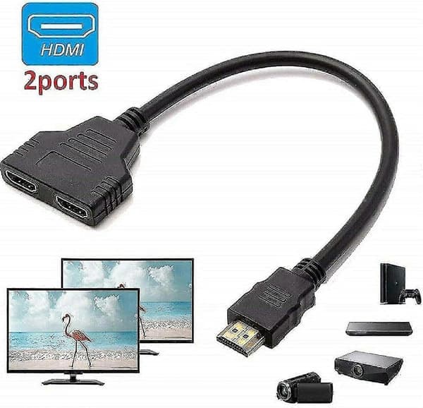 Splitterkabel Han 1080p Til Dobbelt Hdmi Hun 1 Til 2 Vejs Hdmi Splitter Adapterkabel