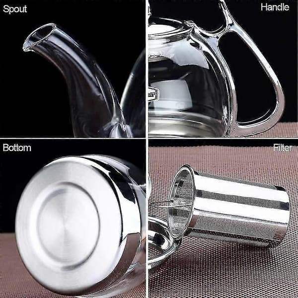 Induktionskogeplade Varmebestandig Glas Tekande, 1000ml, Multifunktionel Filterkande