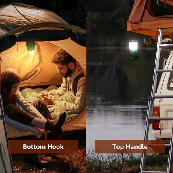 Mini bærbar campinglampe med 4 lystilstande - Til vandreture, fiskeri, strømafbrydelse, sort
