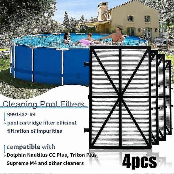 4 stk. ultrafint poolrenserfilter 9991432-r4 poolfilter til Dolphin M400 M500 ultrafint filter
