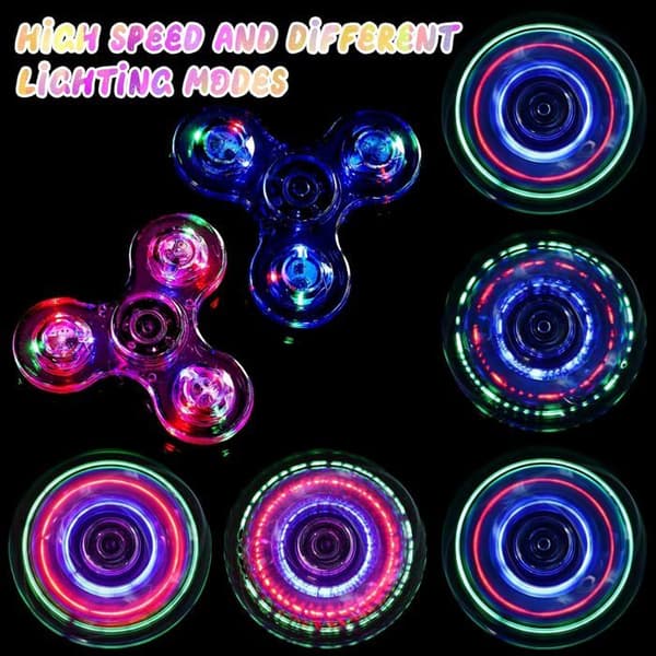 LED Fidget Spinner - Sett med 2 - Krystall ABS - Anti-stress Sensorisk Leketøy - Barn og Voksne - Blå