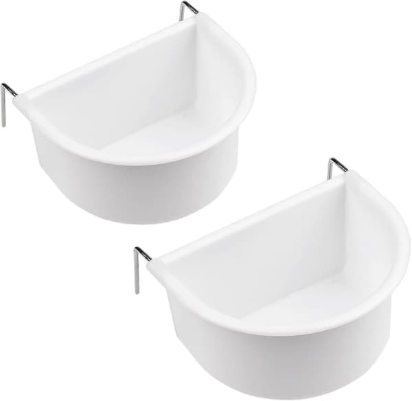 2-pak fuglefoderbakke fuglebur foderskål D-formet fuglefoder plastkop med krog hængende kop foderbakke