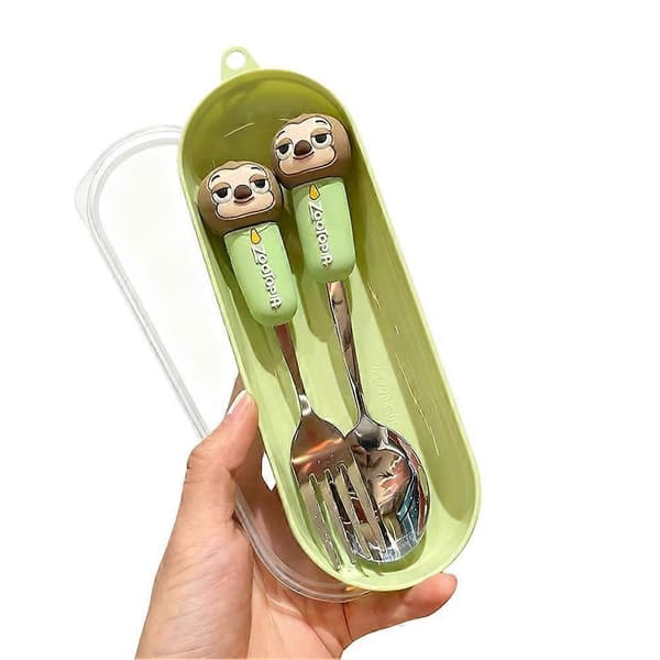 Zootopia Judy Hopps Nick Wilde 304 Rustfrit Stål Ske Gaffel Bestiksæt GreenB