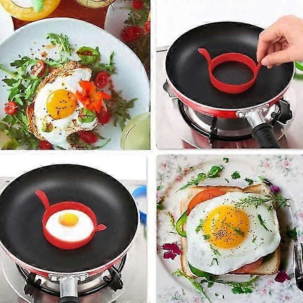 4-pakning silikon eggeformer eggeringer 7,9 cm non-stick eggeformer