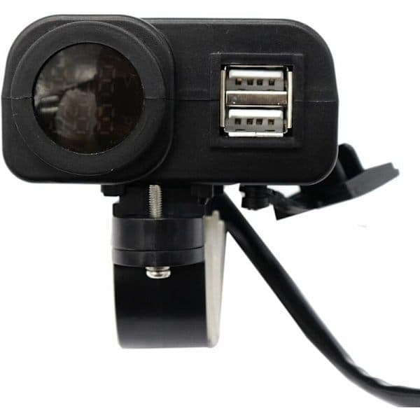 12V 5V MC USB-lader for 2.1A 12V MC-lader med LED-voltmeterdisplay Termometer