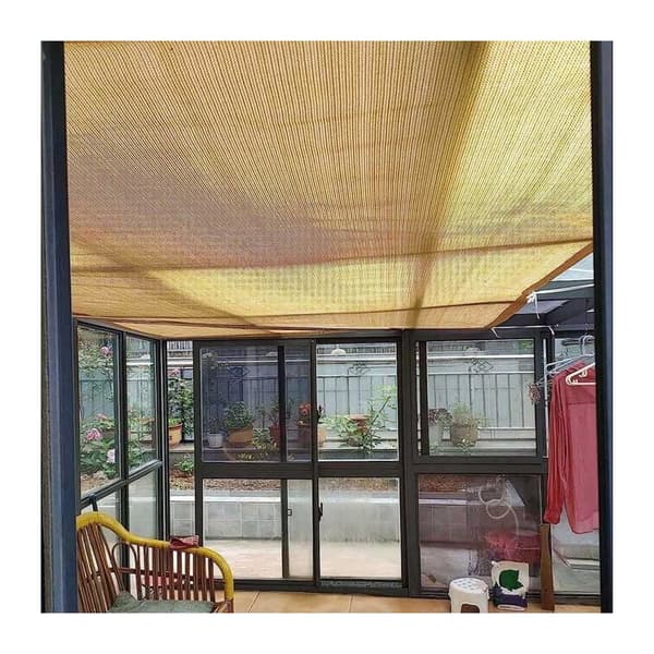4 m, Solseil, 90 % UV-beskyttelse, perforert solskjerm, varmeisolasjon, solbeskyttelse, beige (Størrelse: 3 x 4 m)