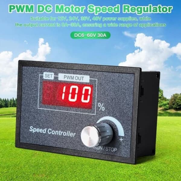 Motorhastighedsregulator, DC 6-60V 12V 24V 36V 48V 30A PWM Motorhastighedsregulator