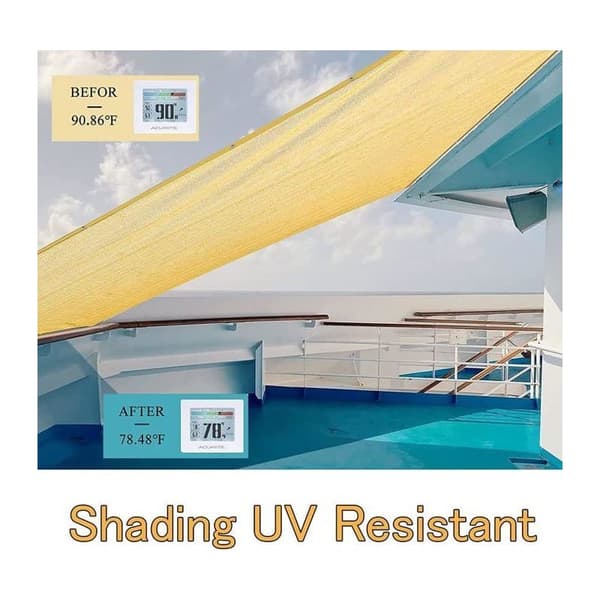 4 m, Solseil, 90 % UV-beskyttelse, perforert solskjerm, varmeisolasjon, solbeskyttelse, beige (Størrelse: 3 x 4 m)