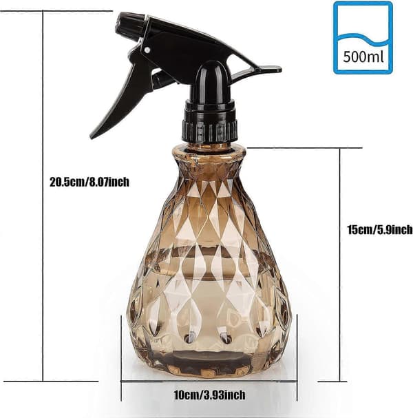2 st Tomma Sprayflaskor, 500 ml Vattensprayflaskor med Justerbart Sprayhuvud, Återfyllningsbara Trigger Sprayflaskor (Grön Brun)