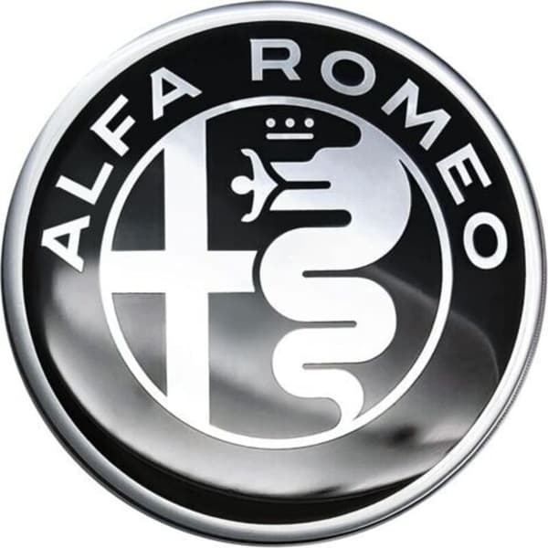 Alfa Romeo 3D-tarra, valkoinen ja musta, 40 mm