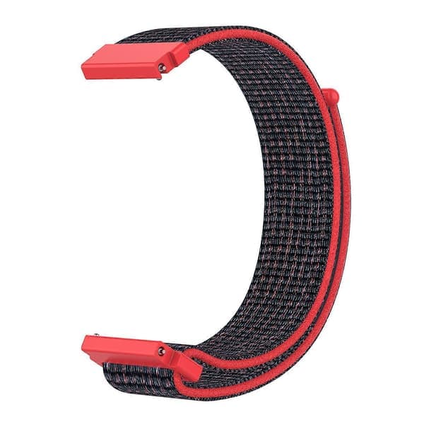 Højkvalitetsrem til Garmin Forerunner 265S/255S/Venu 2S, 18 mm universal justerbar urrem i nylon sort rød