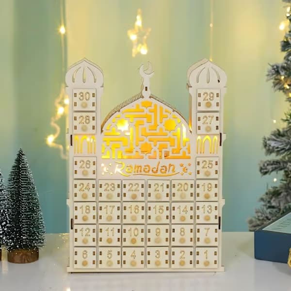 DIY Ramadan-kalender i træ: 30 små æsker med lys, perfekt til børns Eid-pynt, adventsstil