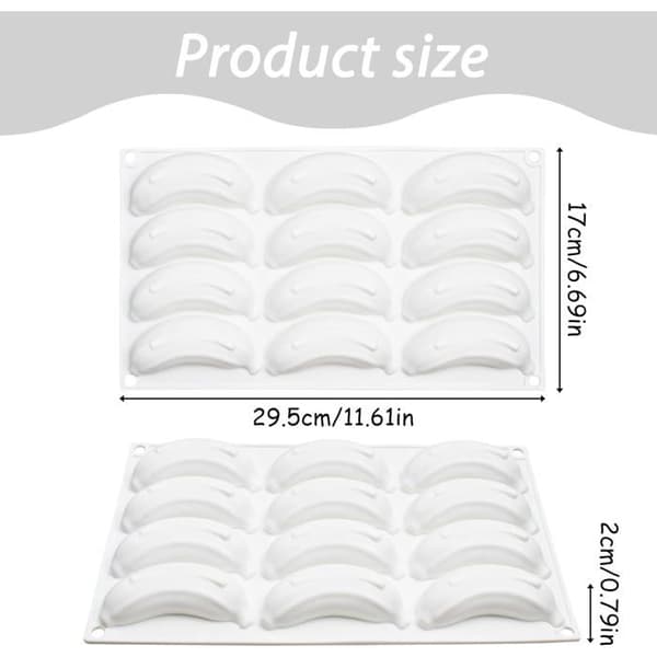 3D Banan Silikone Bageform med 12 Hulrum, 29,5x17x2cm, til Desserter, Mousse, Chokolade, Kager, Gelé, Budding