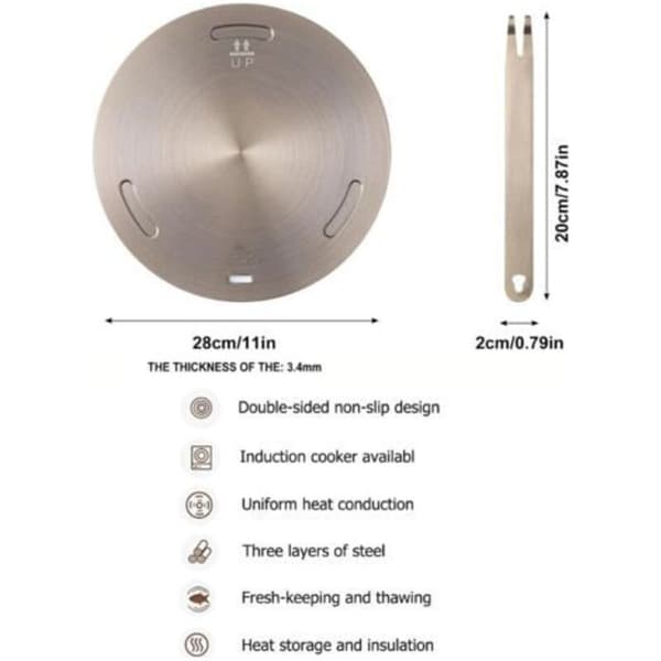 Induktionskonverteringsplade – 28 cm rustfri ståldiffusor til gas/glas/induktion