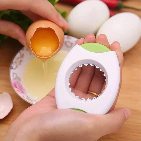 Grønn Eggeskallåpner, Eggknekkerseparator for Rå, Kreativ Eggeskalltoppkutter, Eggkutter for Hardkokte Egg
