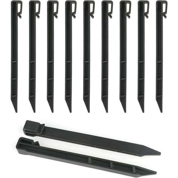 Sett med 12 kantpinner til hage, 25 cm, laget av solid plast, for bed og terrasser (svart)