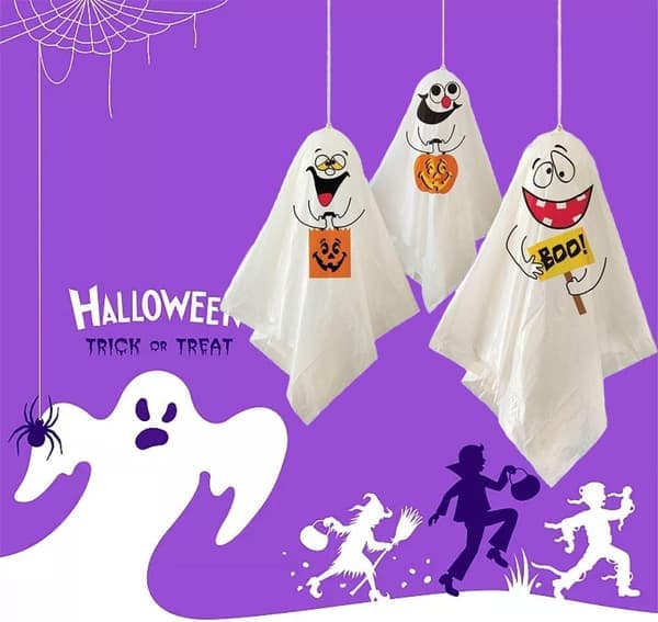 Halloween trasdocka dekorationer, set med 3 Halloween minispöken