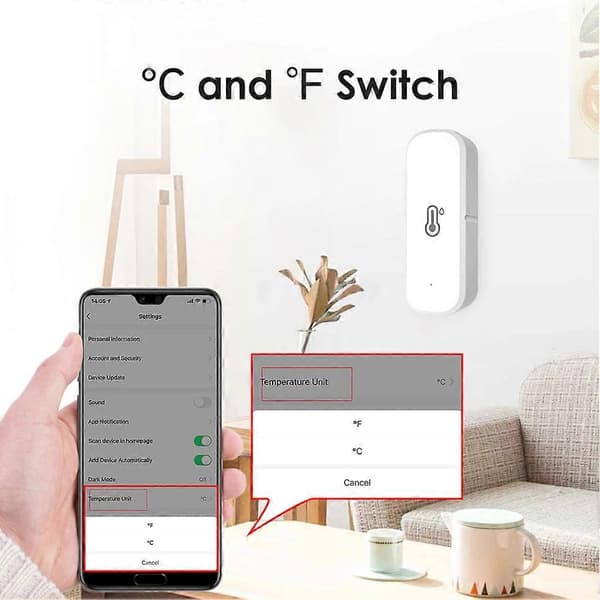 Wifi Smart Temperatur- og Fuktighetssensor Hygrometer Termometer