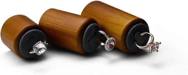 3-pack Massiv Trä Ringdisplay Elegant Ringförvaring Displayhållare för Sovrum, Butiker & Smyckesmonter