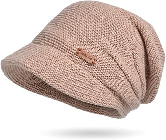 Vinter Dam Slouchy Stickad Mössa Bredbrättad Baskerhatt Mjukt Fleece Foder Virkad Mössa Skärmmössa Keps Utomhus Vinter Skidmössor