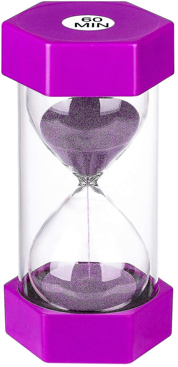 2024, Timeglas Sand Timer 60 Minutter: Plastik Sandur, Kæmpe Blå Sandur, arena 60 min Lilla
