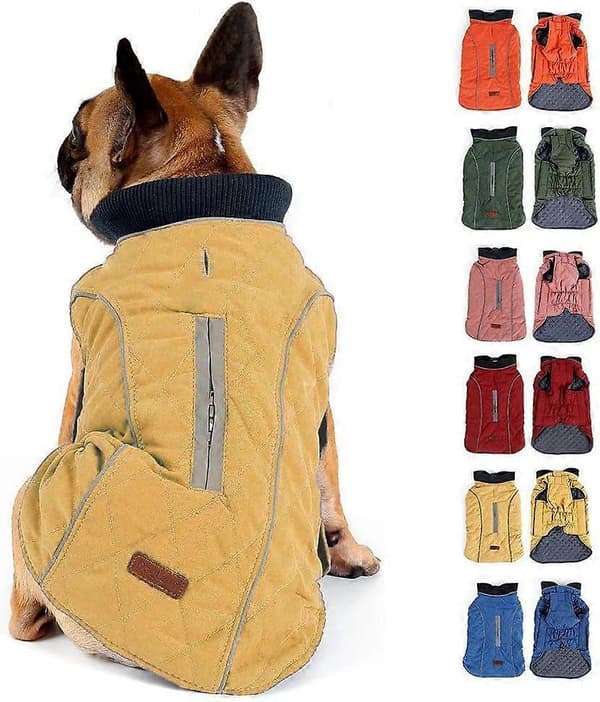 1 st vinterhundjacka varm väst med reflexränder och hål för selekoppel