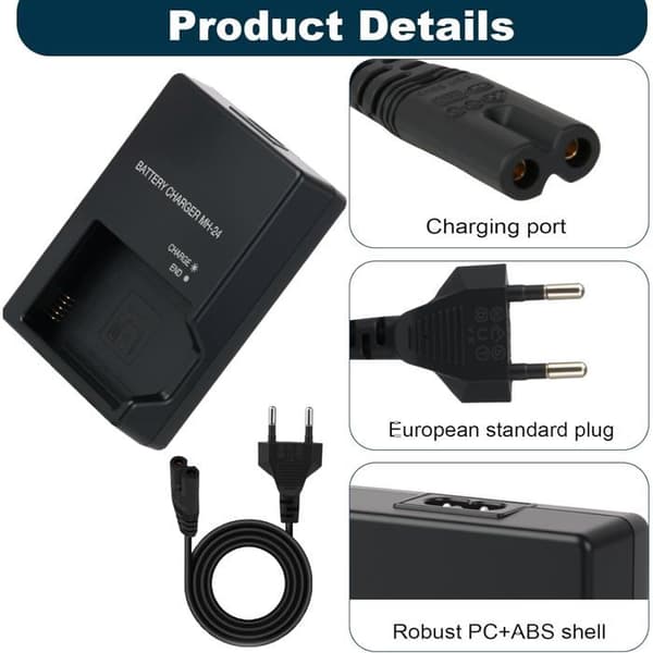 MH-24 Batterilader - 1 Enhet - ABS Plast - For EN-EL14/EN-EL14a - Nikon D3100 til D5600 - Svart