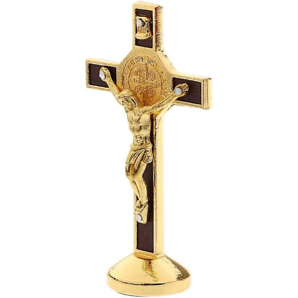 Sharprepublic Krucifix Jesus Kristus Kors Staty Figur För Bil Hem Kapell Dekor - Guld A 90 x 45 mm
