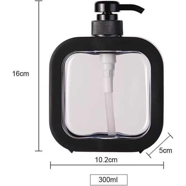 2 tomme 300 ml sorte sæbe-/væskedispensere - genopfyldelig pumpe til køkken/badeværelse, minimalistisk design