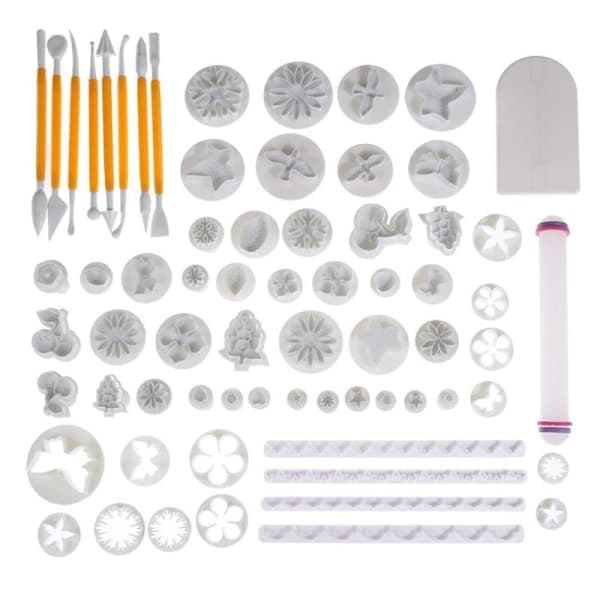 68 stk. Kagebageredskaber / Bageredskaber / Modding Redskaber Hvid
