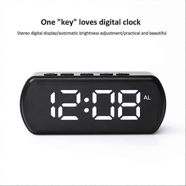 LED-väckarklocka med helskärm, klassisk digital elektronisk väckarklocka White