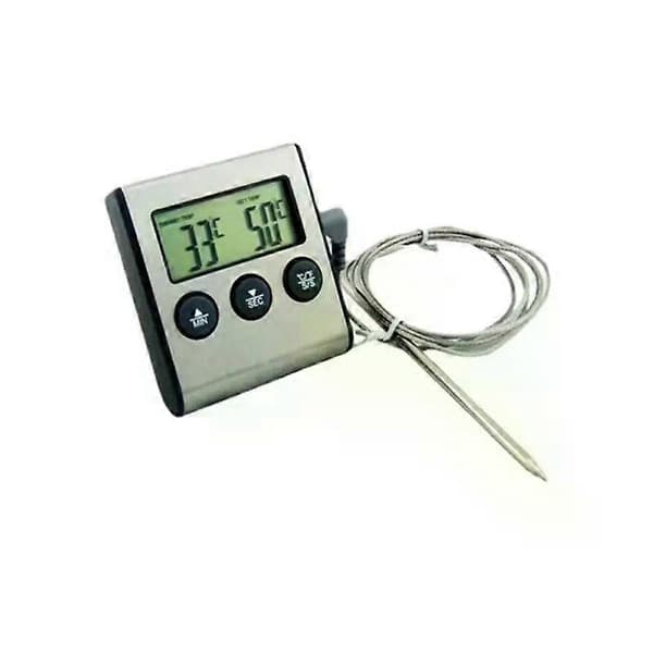 Digital kökstermometer Kött Mat Temperatur för Ugn BBQ Grill Timerfunktion med Sond Värmemätare för Matlagning A2