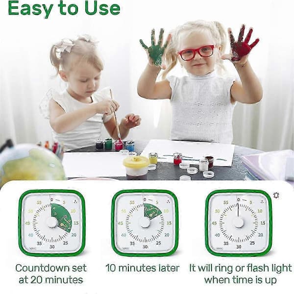 60-minutters visuel timer med beskyttende etui, dinosaur-skivetime til børn og voksne, lydløs nedtælling