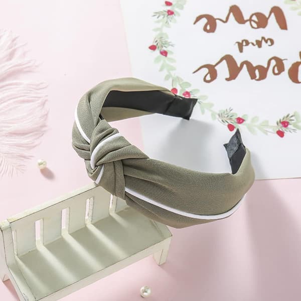 Hårband för damer, 3-pack, knutna hårband, breda elastiska hårband (grön, grå, rosa)