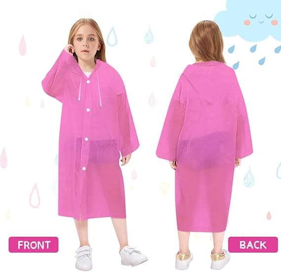 1 STK Barne-regnfrakk for jenter og gutter, bærbar regnfrakk regnponcho for barn vanntett Pink