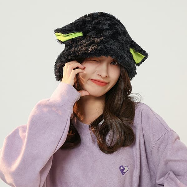 Damull Bucket Hat Vinter Fåröron Plysch Panama Mössor Grå Gray