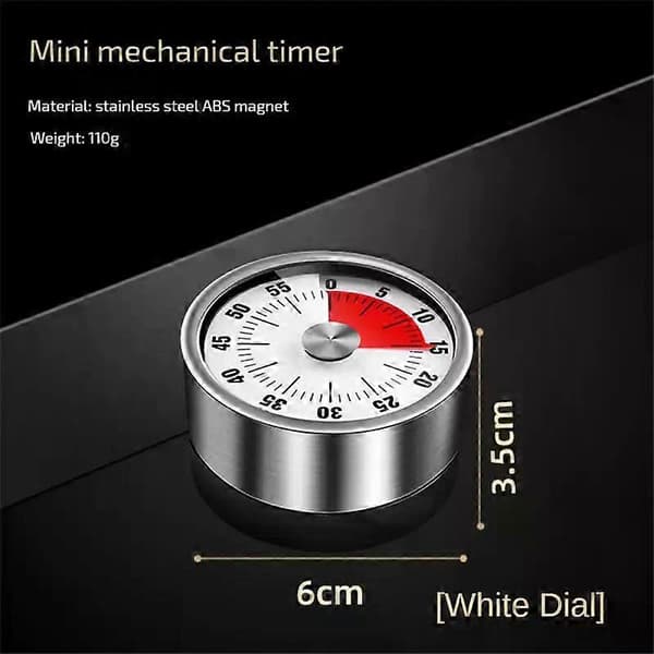 Visuell Timer Mekanisk Nedtellingstimer Kjøkken Klasserom Baketimer For Undervisning Matlaging Arbeid 60 Minutter Kjøkkentimer A02 White