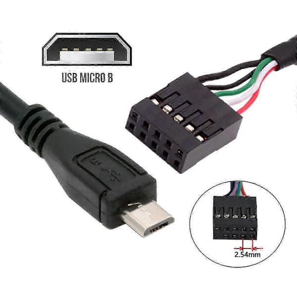 U2-018-MM USB 2.0 Bundkort 9-benet 10-benet Header til Micro USB 5-benet Kabel 50 cm til Mini Monitor Sensor