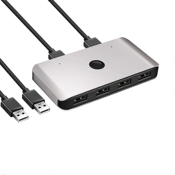 Rocketek Switch 2 PC-deling 4 USB-enheter Velger KVM-svitsjeradapter