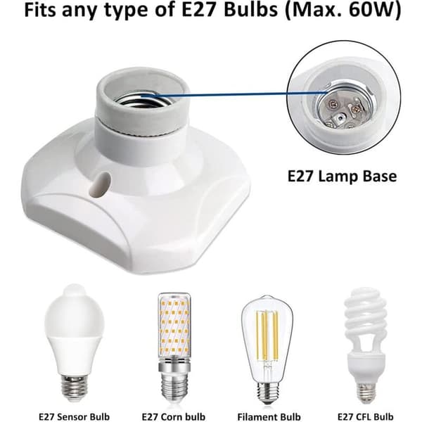 Sæt med 4 E27 loftfatninger til skruemontering – E27 sokkel – AC 220-240V – Keramik- og plastmaterialer – Nem installation til garagebelysning
